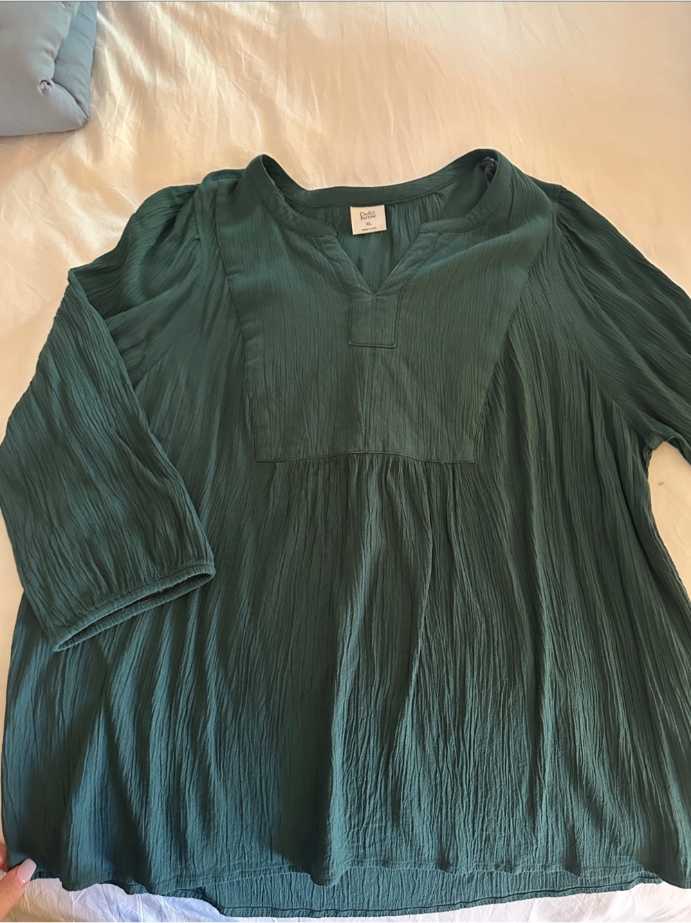 croft & barrow Dark Teal Green Pleated V-Neck Tunic